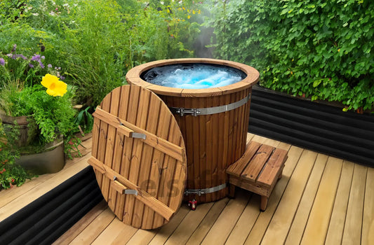 Luxury Thermo Wood Dual Temperature Therapy Cold Plunger Complete With Filter & Chiller / Heater Unit